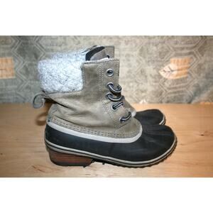 Sorel Slimpack Lace II Gray Leather Women's Boots 7 / 38